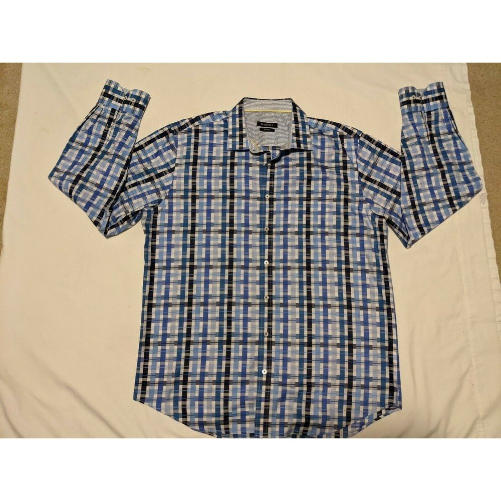 BUGATCHI Mens Plaid Button Front Shirt Size XL